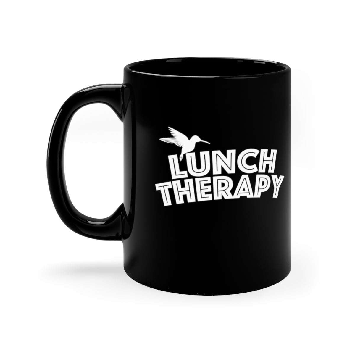 Be the Hummingbird - Lunch Therapy - Black Coffee Mug, 11oz